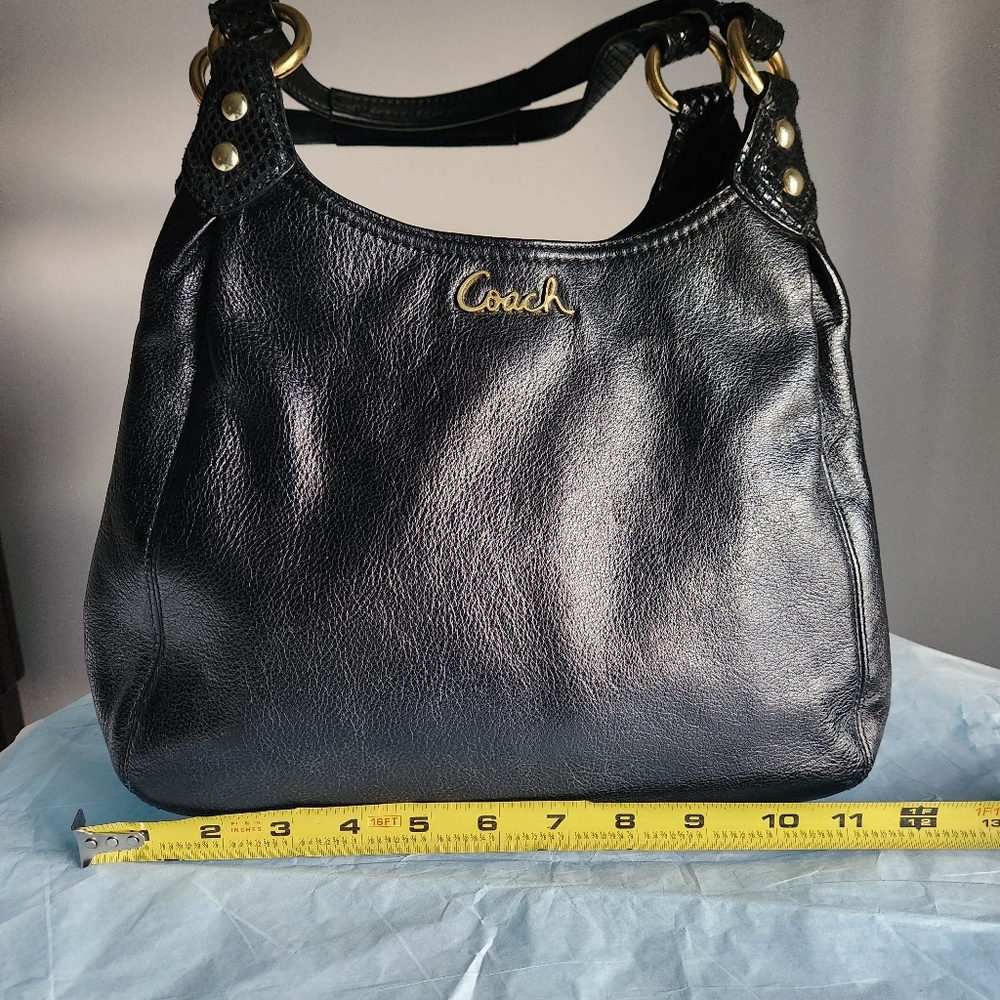 Coach Black Ashley Leather Hobo Bag EUC - Picture 4 of 11